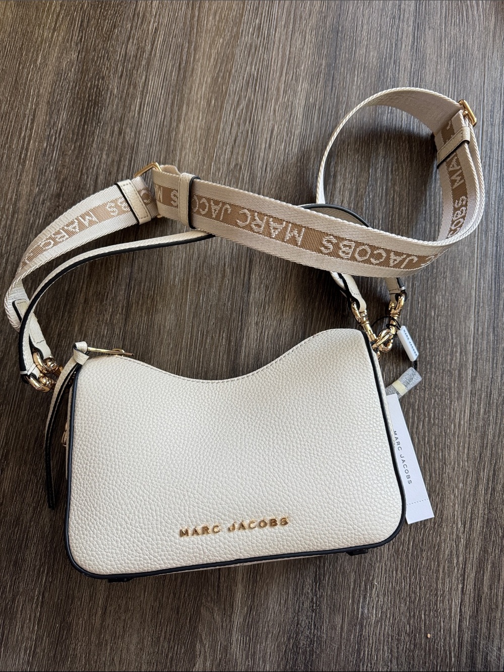 Marc Jacobs Cream Pebbled Leather Crossbody with Detachable Strap